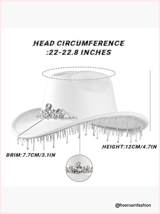 Rhinestone Cowboy Hat Wide Brim Bling Fringe for Women main image 6